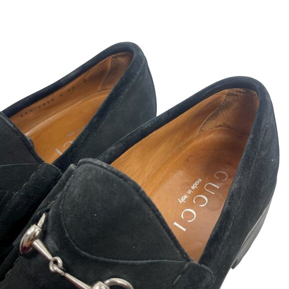 Gucci Horsebit Suede Lug Sole Slip On Loafer Black Men Size 10/ US 11 - Picture 13 of 16